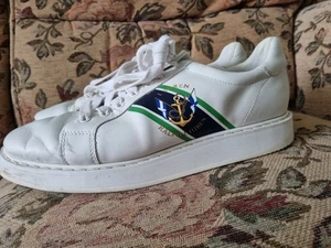 Lauren Ralph Lauren Anchor Print White Trainers Uk 8, Eu 42 - Picture 1 of 9