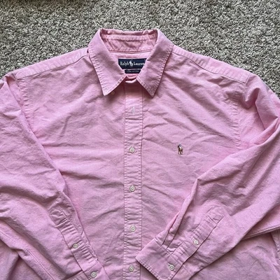 Camisa Ralph Lauren Para Hombre 17.5-34 Rosa Oxford Abotonada Manga Larga Algodón Foto 1 de 4
