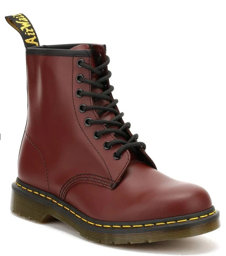 Dr. Martens 1460 8-Eyelet Cherry RED Unisex Leather Lace-up Combat Boots