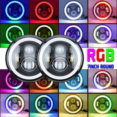 2 x 7'' Round LED Headlights for 1999 2000 2001 2002 Freightliner MT45 Stepvan - Image 1 of 4