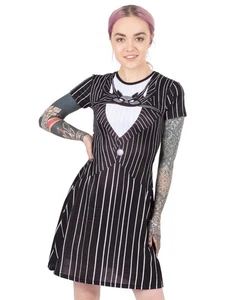 Disney The Nightmare Before Christmas Jack Skellington Short Sleeve Skater Dress - Picture 1 of 16