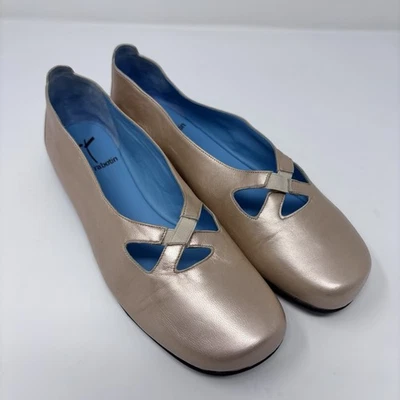 Thierry Rabotin Gillian Champagne Talla 38.5 Ballet Plano Mary Jane Cuero Italia Foto 1 de 4