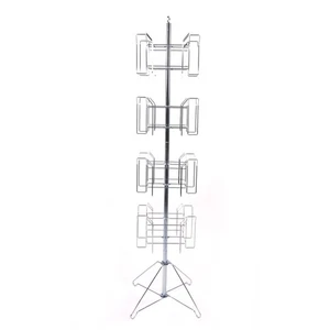 SSWBasics 4-Tier Chrome Rotating Standing Literature Rack - 64'H x 16"D - 16 - Picture 1 of 2