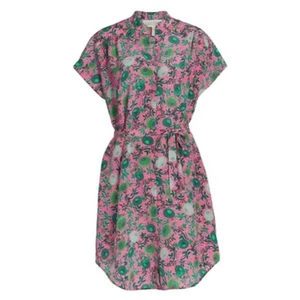 Abito SALONI Tilda in seta floreale con foglie di loto 6 rosa donna cravatta estate casual - Foto 1 di 6