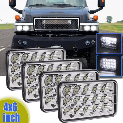 4PCS 4x6" LED Headlights for Chevrolet GMC C4500 C5500 Kodiak Topkick 2003-2009 - Image 1 of 4