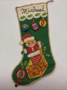 Vintage Sultana Jack in the Box Weihnachtsstrumpf Pailletten #1249 fertig Michael - Bild 1 von 8