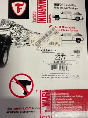 Firestone 2377, Ride Rite Air Spring Bag Model 2377 Ford E-450 96-07 Foto 1 de 2