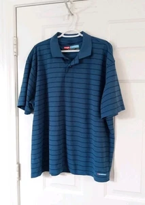 Wrangler Breathe-Dri Mens Polo Shirt Wicking Technology S/S Blue Striped Size XL - Picture 1 of 5