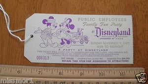Disneyland 1971 Private Party ticket numbered Mickey Minnie Goofy TOUGH! - Picture 1 of 1