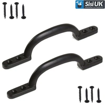 2x Black Hot Bed Pull Handles Shed Door Gate Kitchen Cupboard Indoor Outdoor !!! - Image 1 of 3