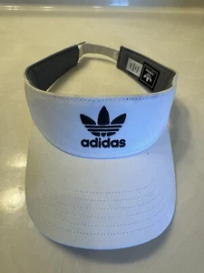 Adidas Fluer Logo Visor Cap Hat White Cotton Strap Back Adjustable - Picture 1 of 3