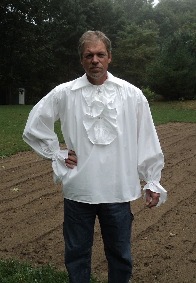 Blusa Poeta/Pirata Blanca Renacimiento-1700 Talla XLG (46-48" Pecho, 47-49 Cadera) Para Hombre Foto 1 de 1