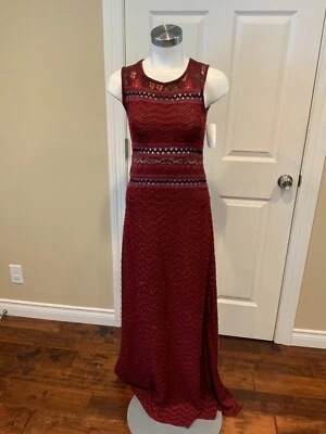 Cecilia Prado Maroon Zig-Zag Knit "Clarah" Maxi Dress, Size Small NWT! $640 - Image 1 of 4