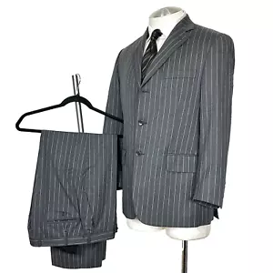 Brooks Brothers Regent 100% Wool Gray Chalk Stripe Suit 40 S Pants 31 x 27 Italy - Picture 1 of 12
