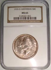 1935-D Arkansas Commemorative Silver Half Dollar NGC MS65 - Picture 1 of 5