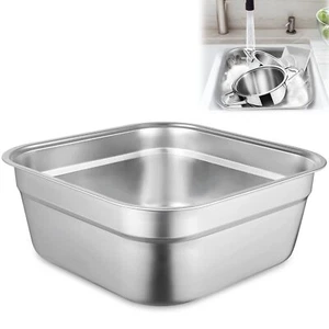 Stainless Steel Washing Up Bowl Multi-Purpose Dish Tub for Sink Large Square ... - Picture 1 of 6