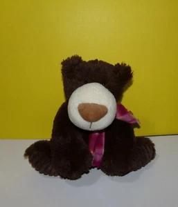 Aurora Brown Teddy Bear Plush 10" Stuffed Animal Soft Toy Textured Paws w/ Scarf - Picture 1 of 2