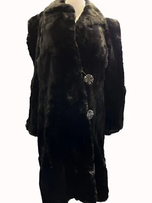 Abrigo largo de piel negro vintage Woloschuk & Son para mujer talla M SKU 5722 Foto 1 de 4