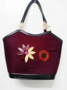 African Purple Handbag Large Jute Ethnic Handmade Handcrafted Bag 001 - Picture 1 of 9