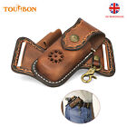 TOURBON Leather Folding Knife Sheath EDC Pocket Organizer w/ Pen Holder Brown UK