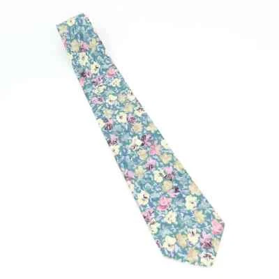 Boston Traders Mens Necktie Blue White Floral 100% Cotton 56.5 x 4 - Image 1 of 4