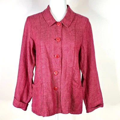 Chaqueta de lino Chevron con cuello abotonado talla P/4-6 Foto 1 de 4