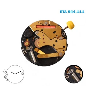 ESA 944.111 SWISS MADE QUARTZ MOVEMENT, WHITE DISK AT 3, GOLD PLATED. - Picture 1 of 2