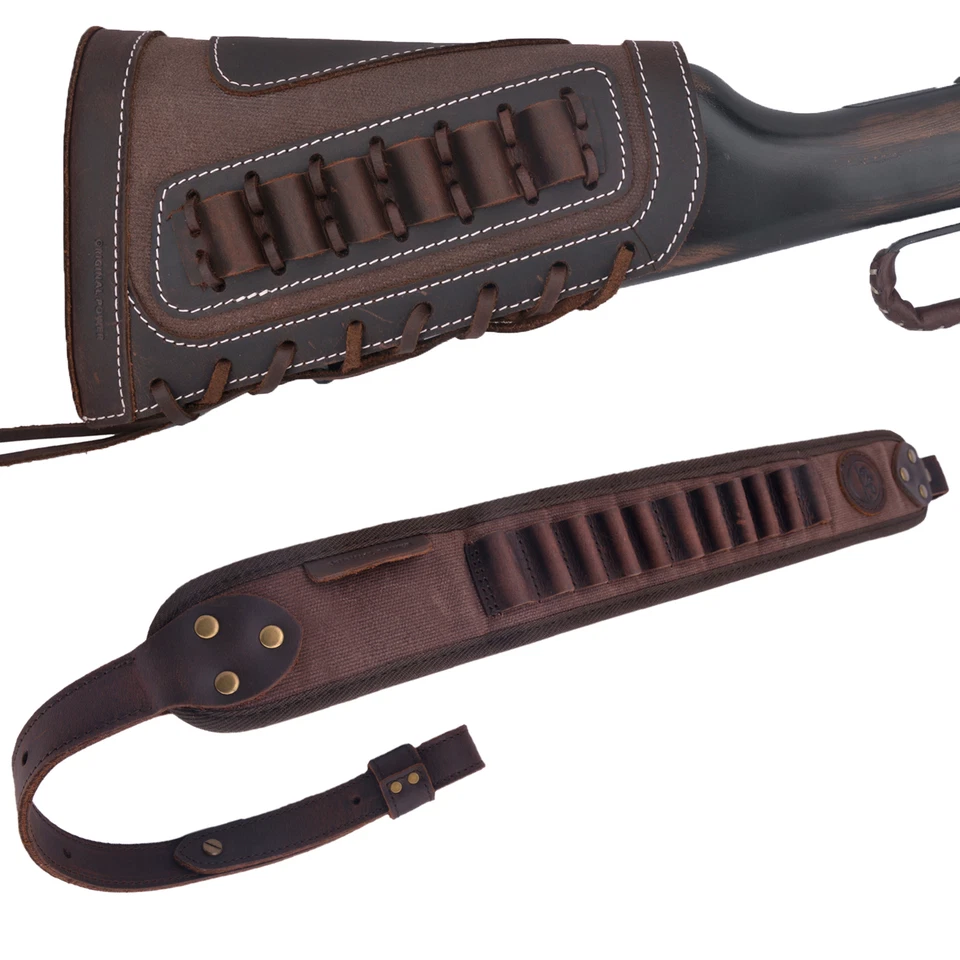 ORIGINAL POWER 1 Set Retro Rifle Ammo Buttstock & Gun Shoulder Slings For .308 .30-06 .45-70