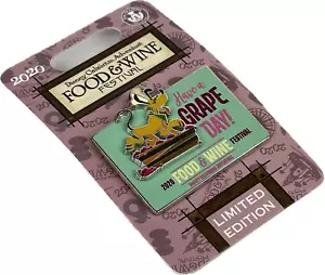 Disney Parks Silver 2020 LE DCA Food & Wine Festival Pluto Have A Grape Day Pin - Picture 1 of 2