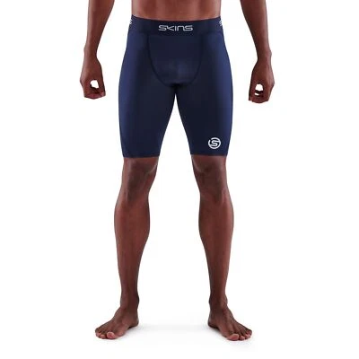 Skins Series-1 Mens Compression Half Tights (Navy) - Image 1 of 4