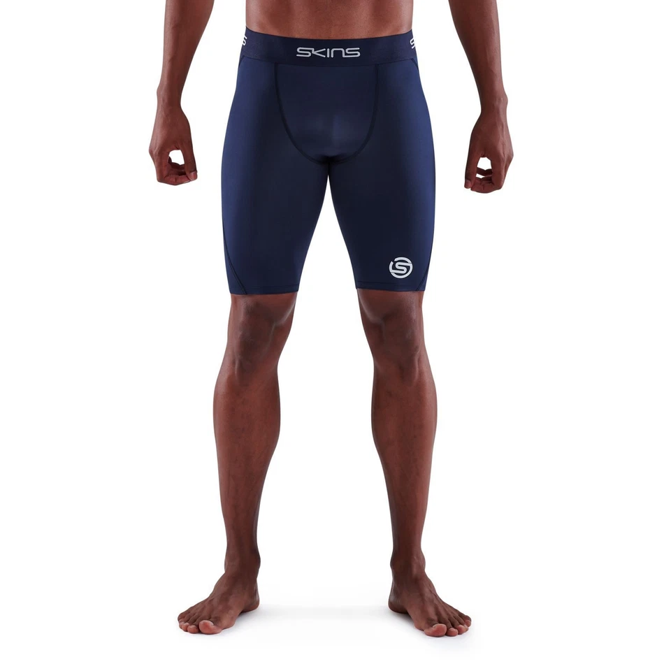 Skins Series-1 Mens Compression Half Tights (Navy) - Image 1 of 4