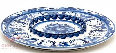 Porcelana Gzhel Huevo Kulich Soporte Plato Plato Huevos de Pascua y Expositor de Pan   Foto 1 de 4