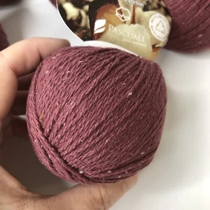 Lot 10 Skeins Pascuali Yarn Re-Jeans Recycled Cotton Color 33 Bordeaux Burgundy - Picture 1 of 4