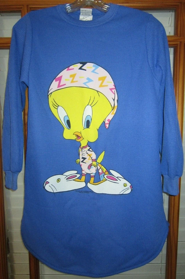 90's Double Sided Tweety Pajamas Girl's Size 14 Looney Tunes Wormser USA - Image 1 of 4