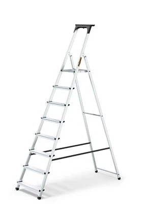DRABEST ALUMINUM 8-STEP HOUSEHOLD LADDER WITH TOOL SHELF 125 KG