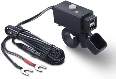 AZNCOS 5V 2.1A Motorcycle Dual USB Phone Charger Adapter with ON/Off Switch - Image 1 of 4
