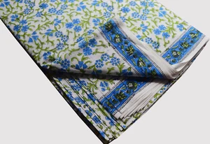P_108 Indian Floral Fabric Hand Block Print Cotton Voile Craft Sewing 2.5 Yard - Picture 1 of 4