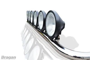 Roof Bar + BLACK Spot Lamps To Fit Renault Premium Visor Truck Metal Accessories - Picture 1 of 9