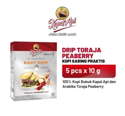 Kapal Api Drip Toraja Peaberry Easy Drip (5 piezas x 10 g) EE. UU. Impuestos libres Foto 1 de 2