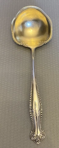 Towle Sterling Silver Canterbury 1893 Oyster Ladle Gold Washed soup punch 10.5" Cover