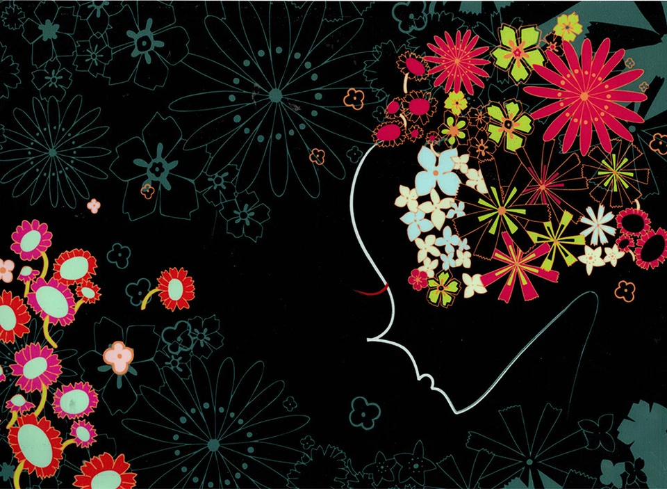 Laptop Folie Aufkleber Sticker 13-15,6"Zoll Vinyl Notebook Blumen Schwarz Bunt - Bild 1 von 1