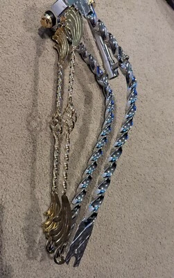 AUTHENTIC LOWRIDER BENT CHROME TWISTED SPRINGERFORK, GOLD BIRDCAGE BARS 26"BIKES - Image 1 of 4