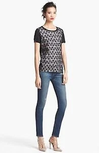 AUTHENTIC RED VALENTINO FLORAL BLOUSE WOMEN LACE SHIRT MEDIUM BLACK M $395 - Picture 1 of 5