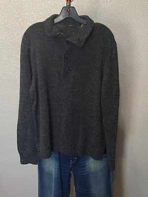 SUÉTER Tahari Gris Tejido Botón Grueso Grande L  Foto 1 de 4