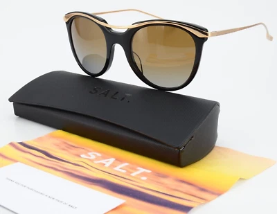 SALT. Elkins Sunglasses 51-22 140 Black Gold Titanium Polarized Cateye Japan - Image 1 of 4