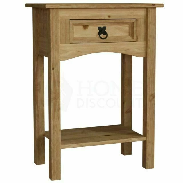 Home Discount Corona Console Table 1 Drawer With Shelf Waxed Pine