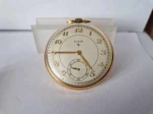 Reloj de Bolsillo Elgin - Esfera Mecánica Sub Segundos - Estuche Chapado en Oro - Art Deco - Imagen 1 de 12