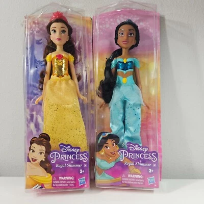 Disney Princesa Real Brillo 11" Muñecas Bella y Jazmín Cajas Dañadas Foto 1 de 4