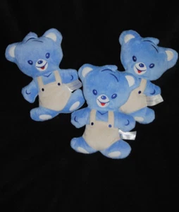 Lot 4 peluche doudou NESTLE ours semi plat bleu blanc beige grelot 16 cm TTBE - Picture 1 of 3