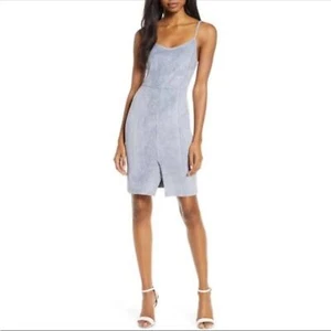 Neu mit Etikett Anthropologie Gabrielle blau Wildlederimitat Bodycon Mini Etui-Kleid mit Schlitz S - Bild 1 von 12